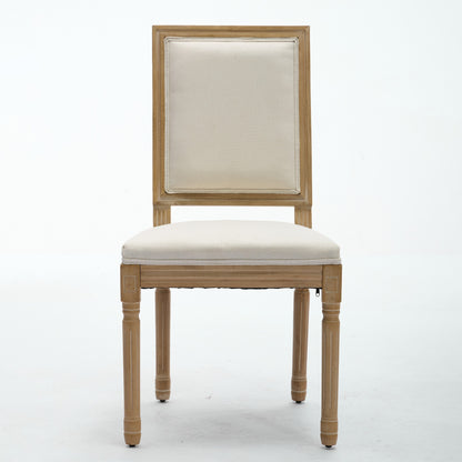 French Decor Chairs Set of 2, Louis Dining Chairs with Square Backrest and Exquisitely Carved Solid Wood Frame for Living Room, Kitchen, Restaurant,SW1879BG, Beige