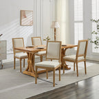 French Decor Chairs Set of 2, Louis Dining Chairs with Square Backrest and Exquisitely Carved Solid Wood Frame for Living Room, Kitchen, Restaurant,SW1879BG, Beige