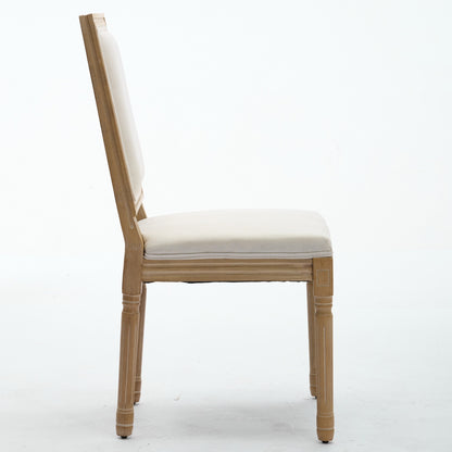 French Decor Chairs Set of 2, Louis Dining Chairs with Square Backrest and Exquisitely Carved Solid Wood Frame for Living Room, Kitchen, Restaurant,SW1879BG, Beige