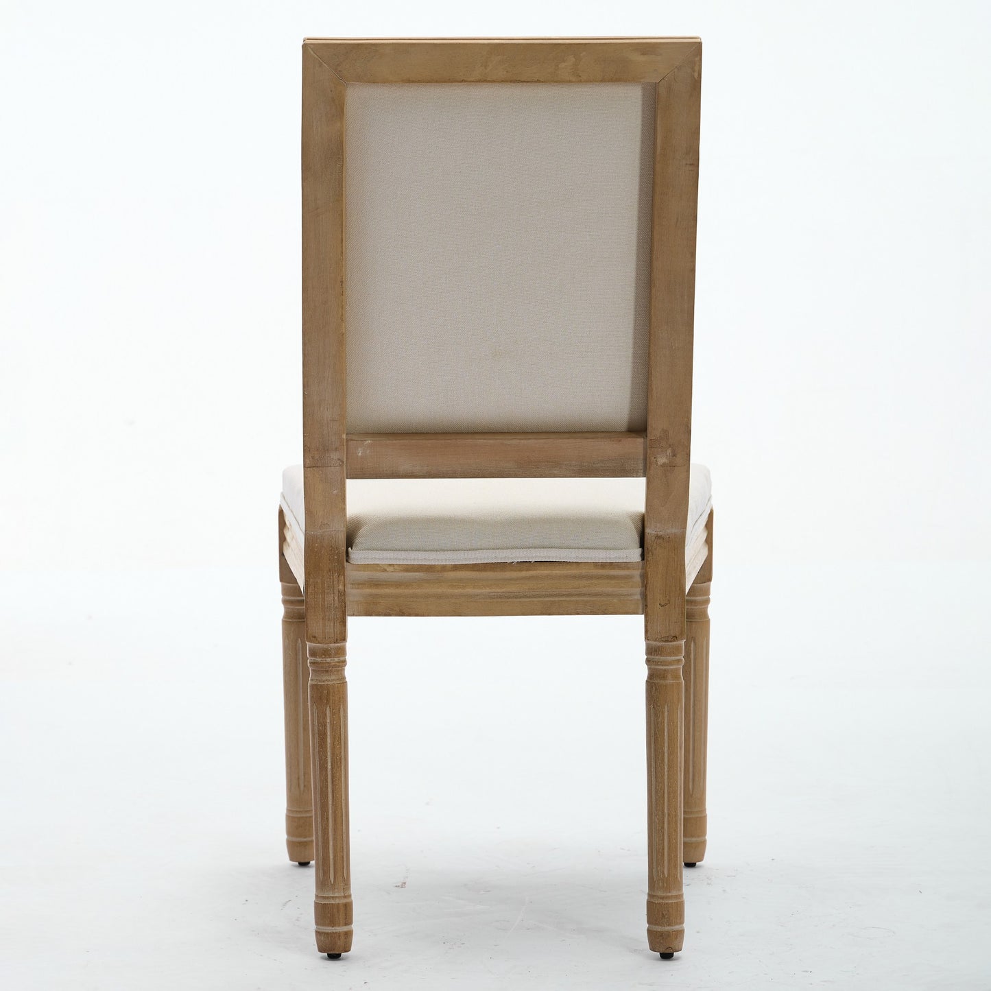 French Decor Chairs Set of 2, Louis Dining Chairs with Square Backrest and Exquisitely Carved Solid Wood Frame for Living Room, Kitchen, Restaurant,SW1879BG, Beige