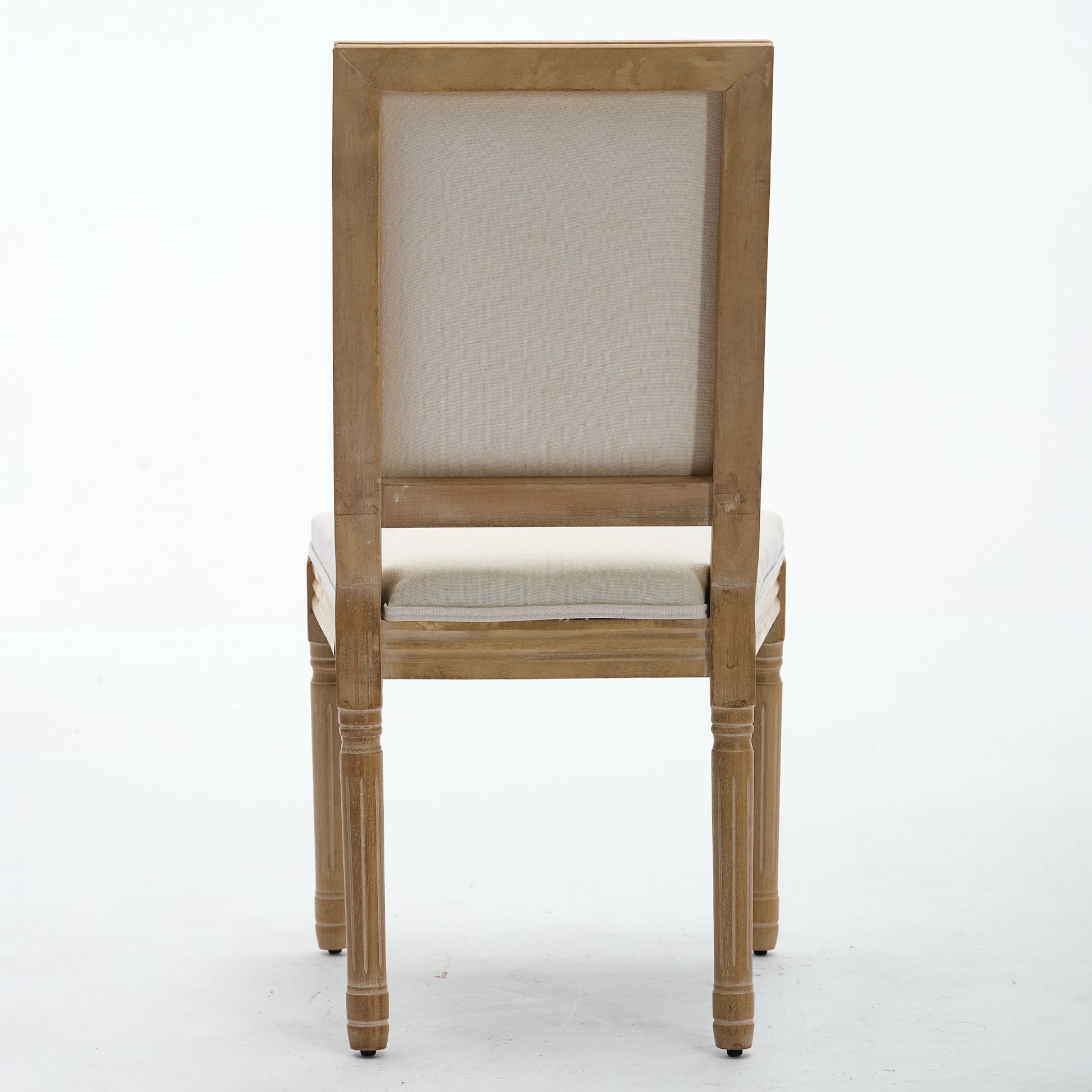 French Decor Chairs Set of 2, Louis Dining Chairs with Square Backrest and Exquisitely Carved Solid Wood Frame for Living Room, Kitchen, Restaurant,SW1879BG, Beige