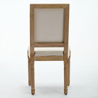 French Decor Chairs Set of 2, Louis Dining Chairs with Square Backrest and Exquisitely Carved Solid Wood Frame for Living Room, Kitchen, Restaurant,SW1879BG, Beige