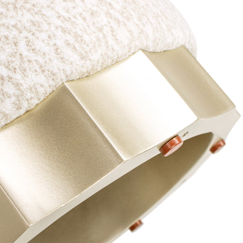 Hampton 18' Round Upholstered Ottoman with Scalloped Base, Speckled Egg Beige Chenille - Groovy Boardz