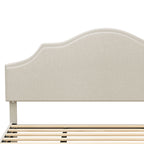 King Size Bed Frame Upholstered Platform Bed with Adjustable Headboard,Linen Fabric Padded,Modern Simple Style Platform Bed No Box Spring Needed, Easy Assembly, Beige