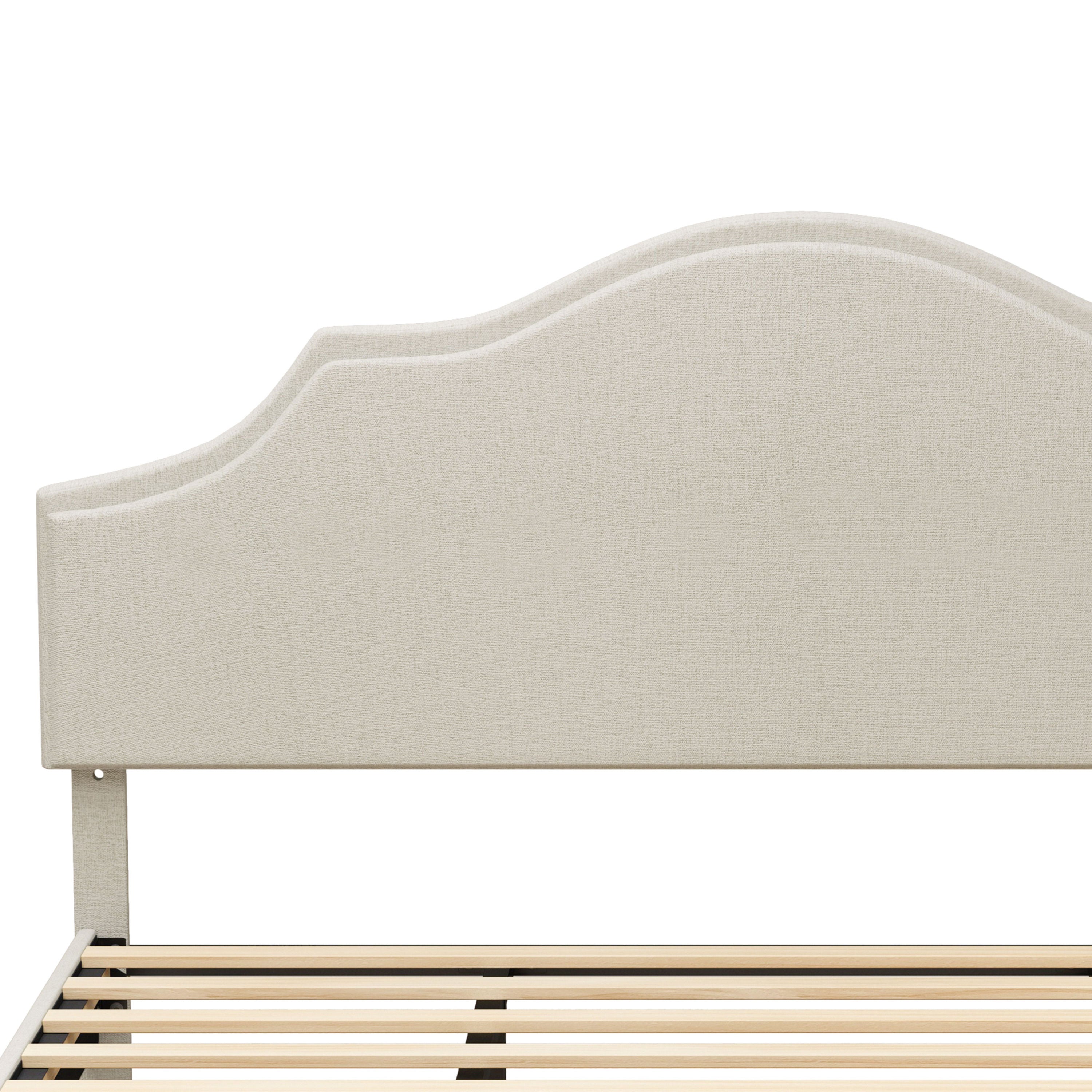 King Size Bed Frame Upholstered Platform Bed with Adjustable Headboard,Linen Fabric Padded,Modern Simple Style Platform Bed No Box Spring Needed, Easy Assembly, Beige