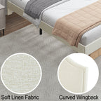 King Size Bed Frame Upholstered Platform Bed with Adjustable Headboard,Linen Fabric Padded,Modern Simple Style Platform Bed No Box Spring Needed, Easy Assembly, Beige