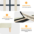 King Size Bed Frame Upholstered Platform Bed with Adjustable Headboard,Linen Fabric Padded,Modern Simple Style Platform Bed No Box Spring Needed, Easy Assembly, Beige