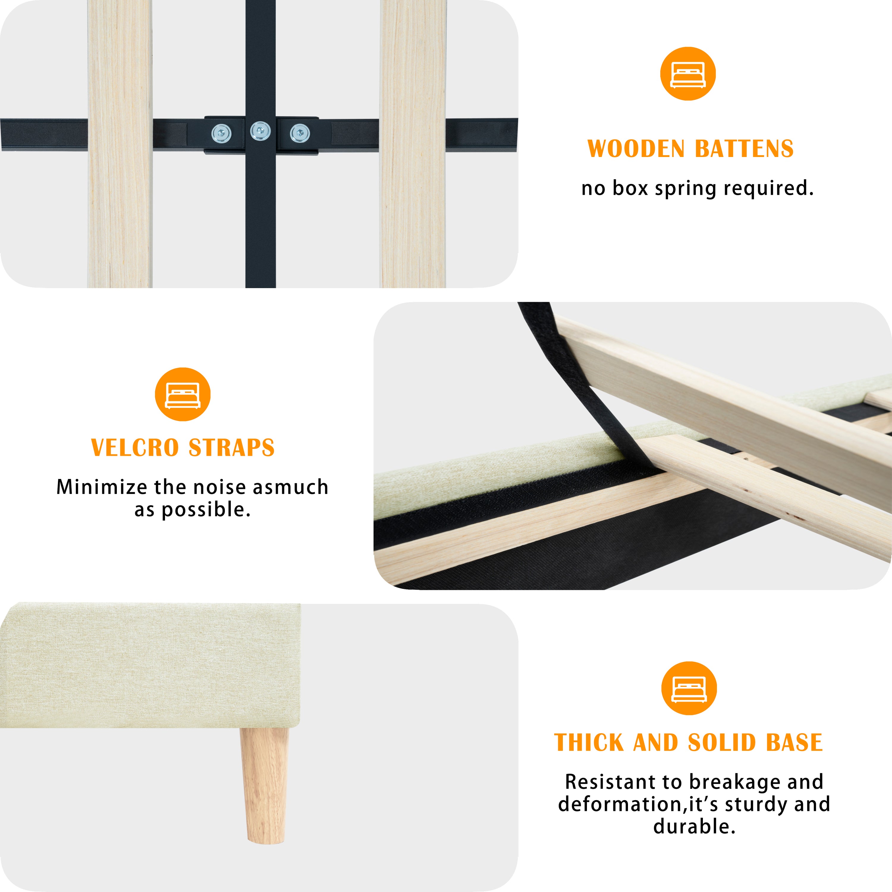 King Size Bed Frame Upholstered Platform Bed with Adjustable Headboard,Linen Fabric Padded,Modern Simple Style Platform Bed No Box Spring Needed, Easy Assembly, Beige