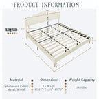 King Size Bed Frame Upholstered Platform Bed with Adjustable Headboard,Linen Fabric Padded,Modern Simple Style Platform Bed No Box Spring Needed, Easy Assembly, Beige