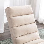 Linen Massage Chaise Lounge Indoor with Remote Control, Ergonomic Electric Massage Lounger in Beige