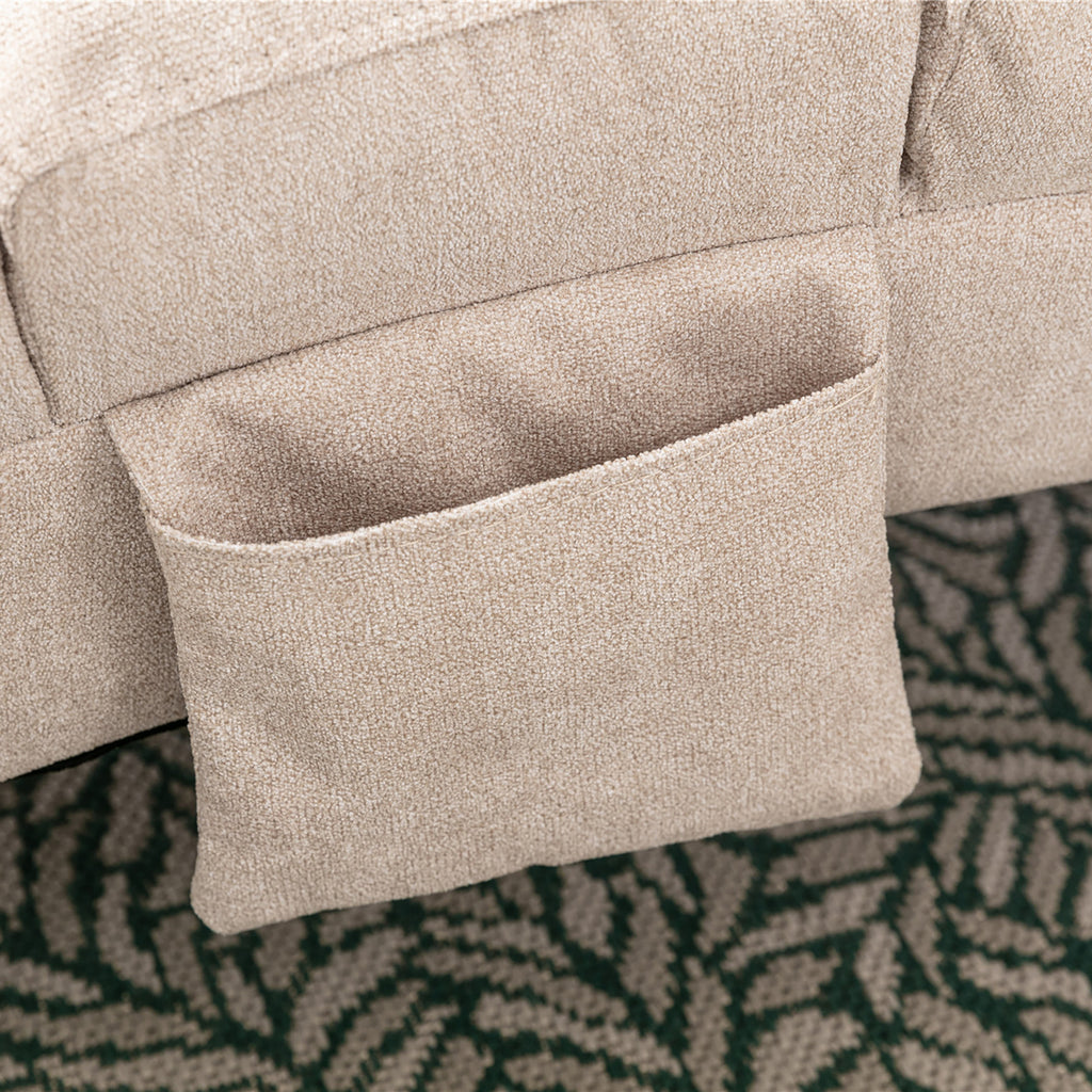 Linen Massage Chaise Lounge Indoor with Remote Control, Ergonomic Electric Massage Lounger in Beige