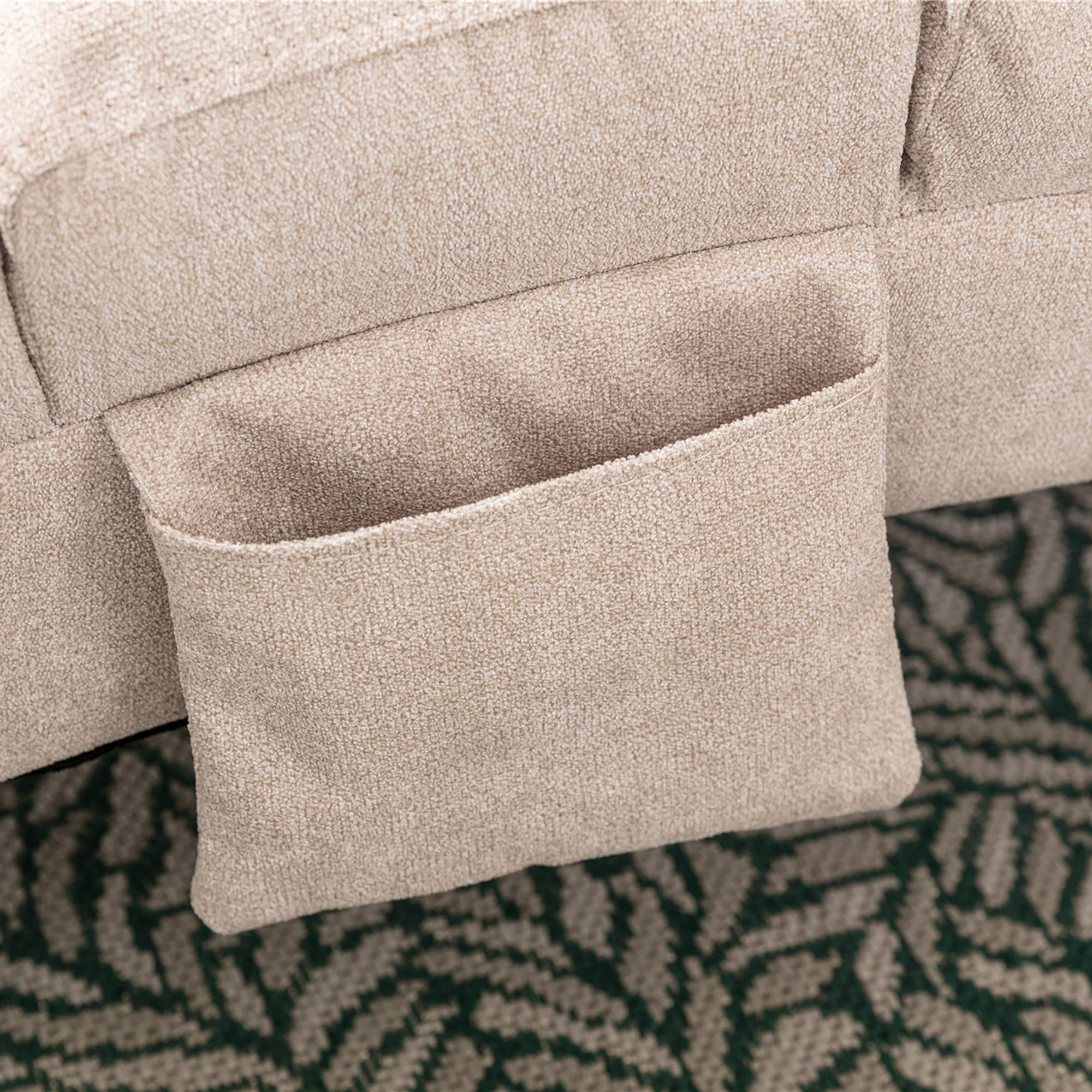 Linen Massage Chaise Lounge Indoor with Remote Control, Ergonomic Electric Massage Lounger in Beige