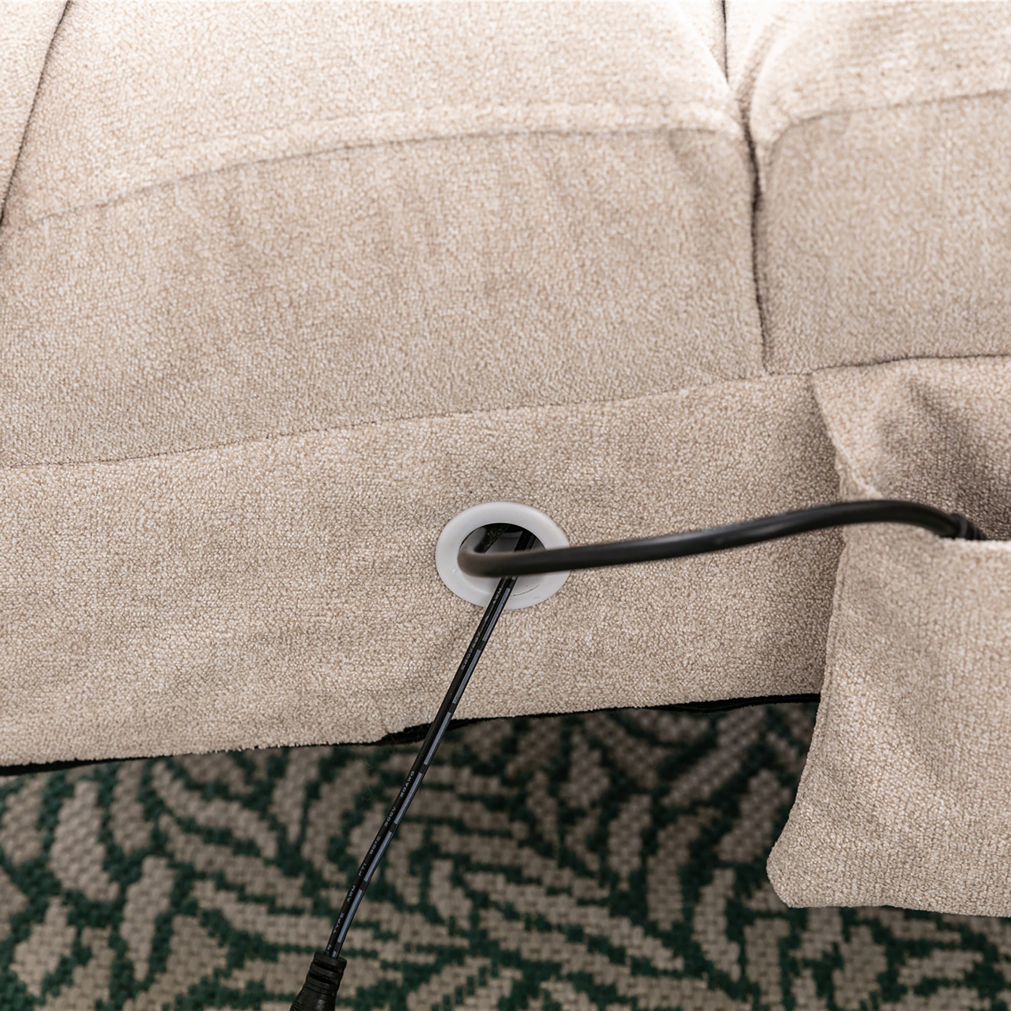 Linen Massage Chaise Lounge Indoor with Remote Control, Ergonomic Electric Massage Lounger in Beige