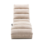 Linen Massage Chaise Lounge Indoor with Remote Control, Ergonomic Electric Massage Lounger in Beige