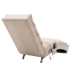 Linen Massage Chaise Lounge Indoor with Remote Control, Ergonomic Electric Massage Lounger in Beige