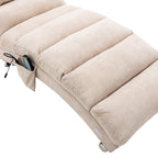 Linen Massage Chaise Lounge Indoor with Remote Control, Ergonomic Electric Massage Lounger in Beige