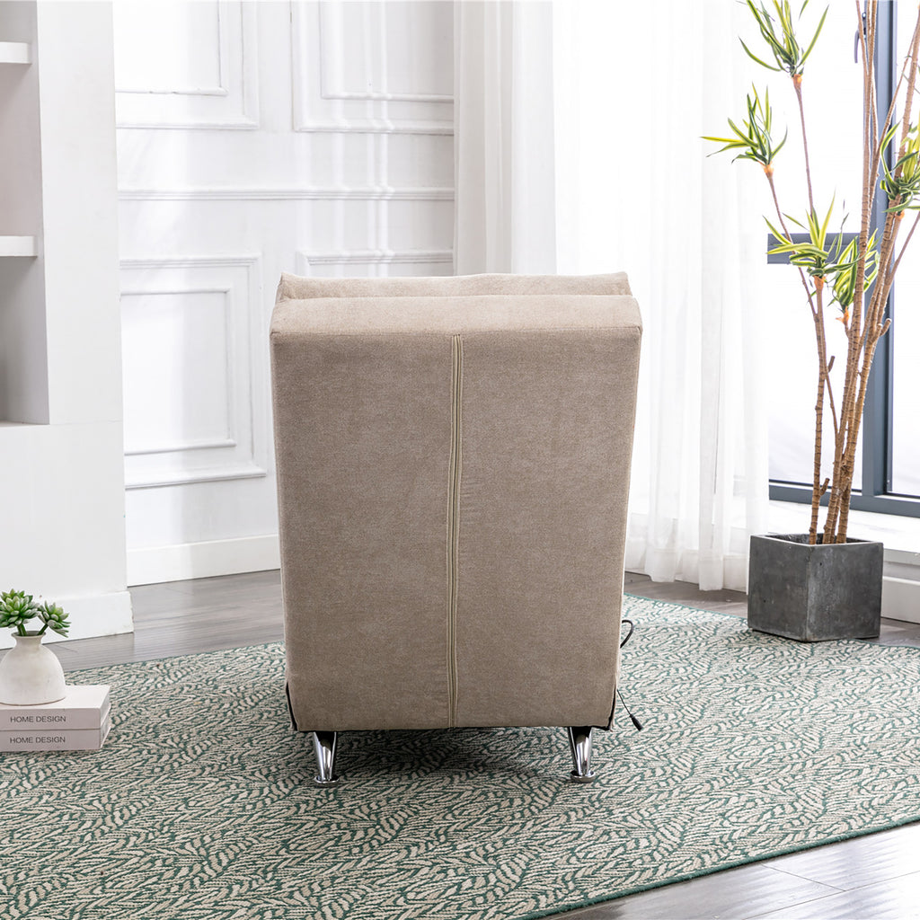 Linen Massage Chaise Lounge Indoor with Remote Control, Ergonomic Electric Massage Lounger in Beige