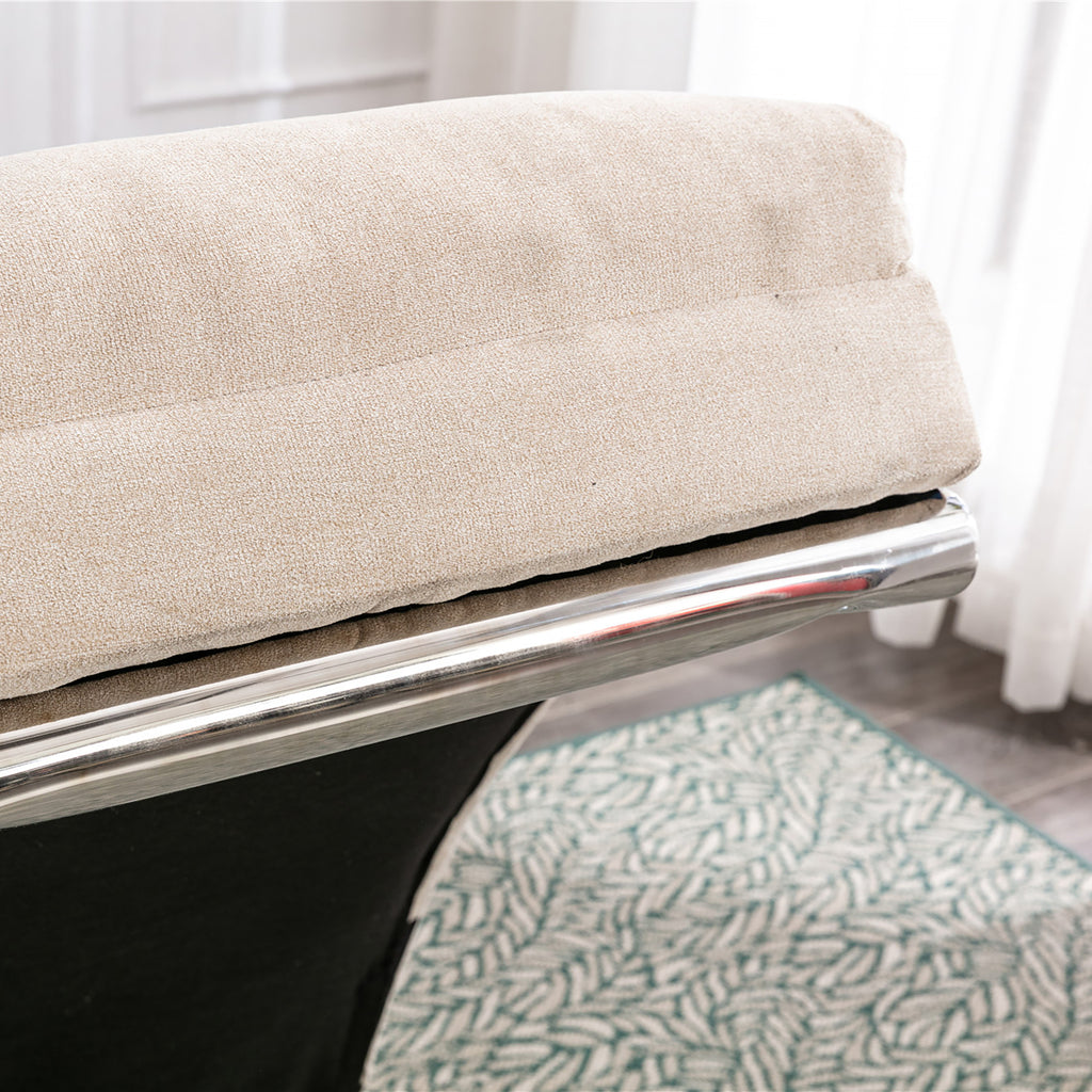 Linen Massage Chaise Lounge Indoor with Remote Control, Ergonomic Electric Massage Lounger in Beige