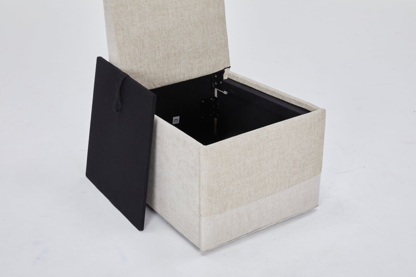 Linen Upholstered Armless Dining Chair with Casters and Storage space-set of 2,BEIGE