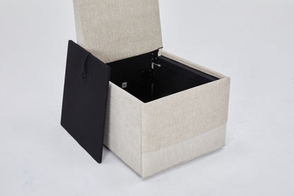 Linen Upholstered Armless Dining Chair with Casters and Storage space-set of 2,BEIGE