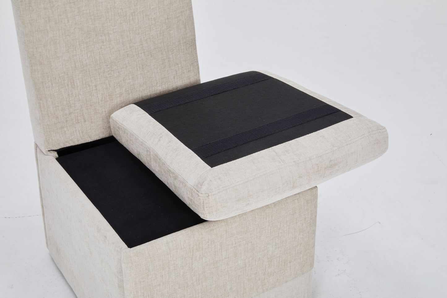 Linen Upholstered Armless Dining Chair with Casters and Storage space-set of 2,BEIGE