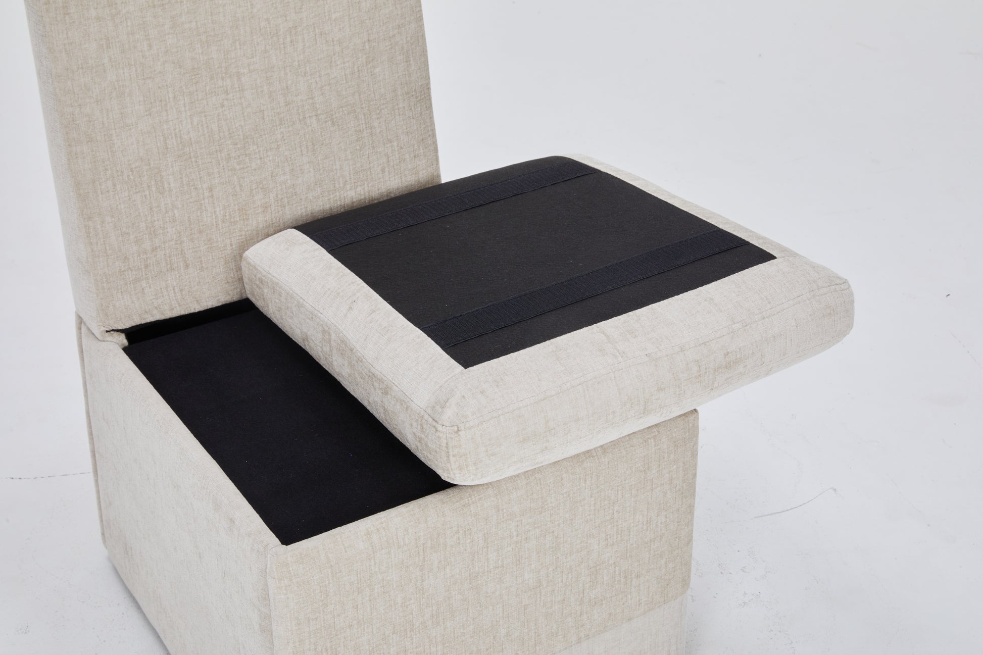 Linen Upholstered Armless Dining Chair with Casters and Storage space-set of 2,BEIGE