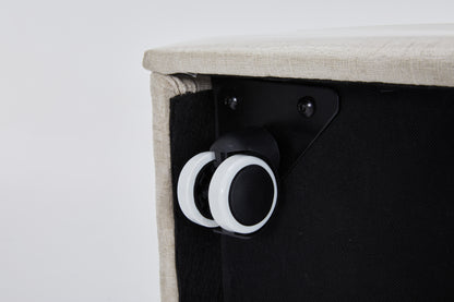 Linen Upholstered Armless Dining Chair with Casters and Storage space-set of 2,BEIGE