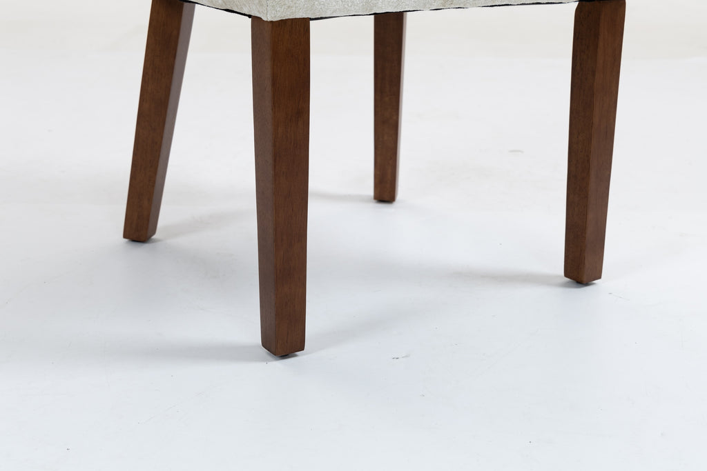 Mid Century Modern Dining Chairs Set of 2, Farmhouse Linen Fabric Upholstered Accent Chair,Kitchen Chairs with Hardwood Frame, Beige