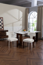 Mid Century Modern Dining Chairs Set of 2, Farmhouse Linen Fabric Upholstered Accent Chair,Kitchen Chairs with Hardwood Frame, Beige