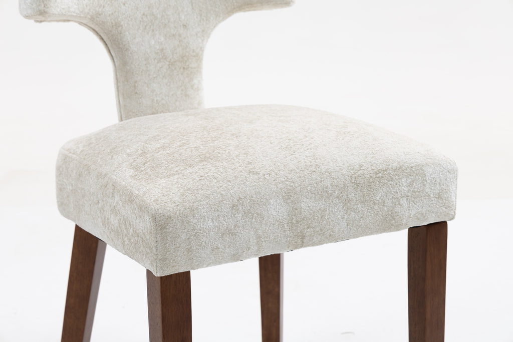 Mid Century Modern Dining Chairs Set of 2, Farmhouse Linen Fabric Upholstered Accent Chair,Kitchen Chairs with Hardwood Frame, Beige