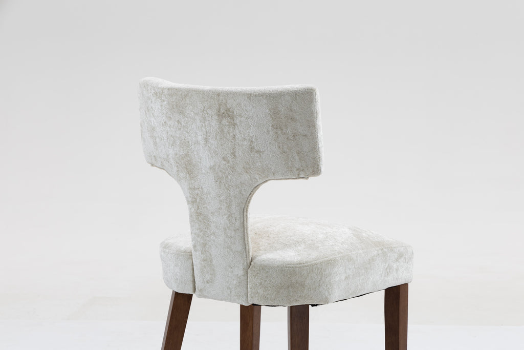 Mid Century Modern Dining Chairs Set of 2, Farmhouse Linen Fabric Upholstered Accent Chair,Kitchen Chairs with Hardwood Frame, Beige