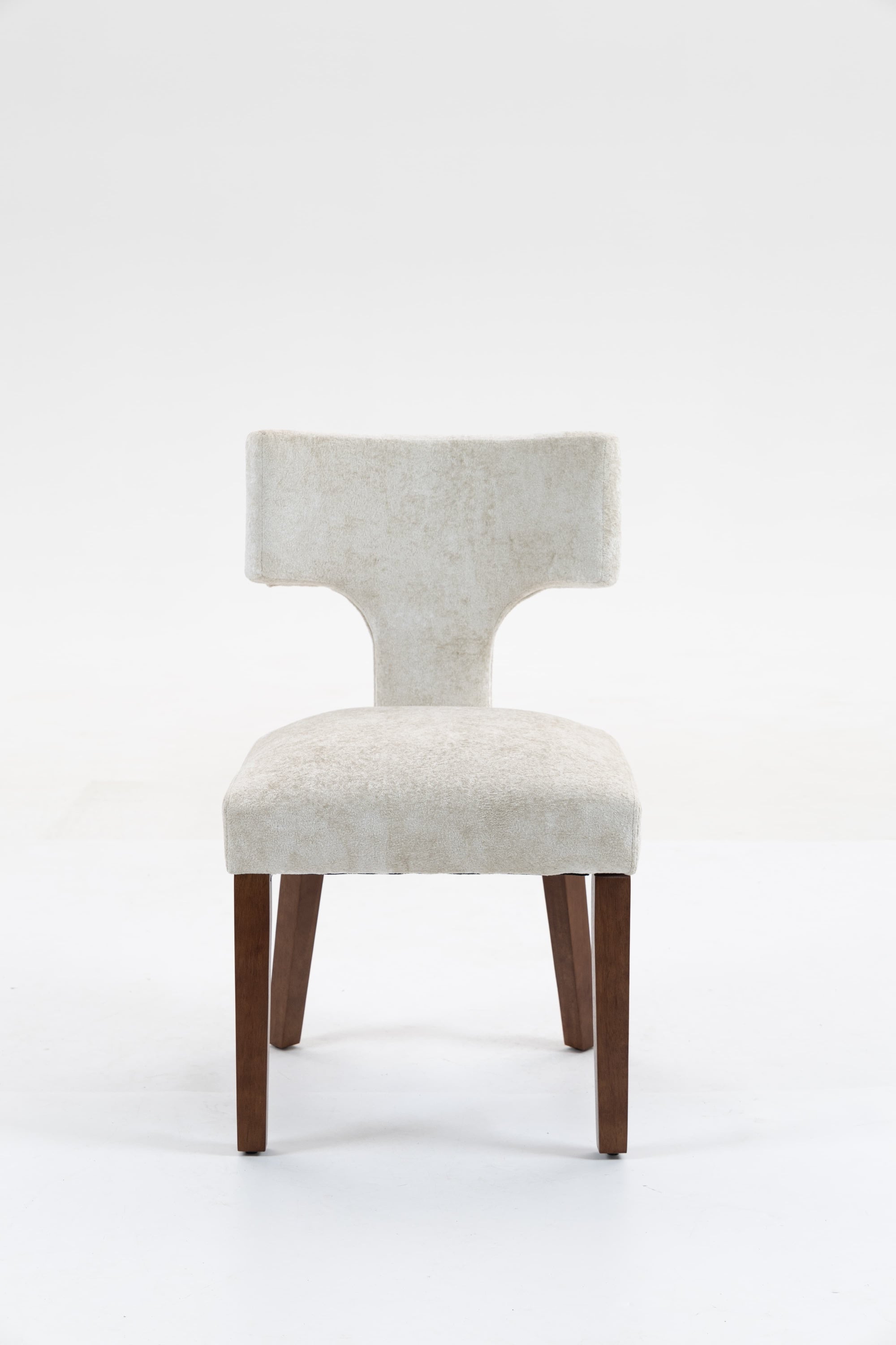 Mid Century Modern Dining Chairs Set of 2, Farmhouse Linen Fabric Upholstered Accent Chair,Kitchen Chairs with Hardwood Frame, Beige