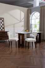 Mid Century Modern Dining Chairs Set of 2, Farmhouse Linen Fabric Upholstered Accent Chair,Kitchen Chairs with Hardwood Frame, Beige