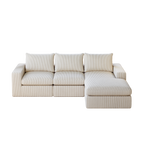 99-Inch Boneless Couch with Chaise, L-Shaped Modern Upholstered Sectional Sofa with Three pillows, Corduroy Sectional Sofa for Living Room and Bedroom, No Assembly Required