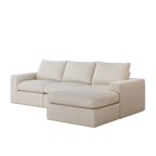 99-Inch Boneless Couch with Chaise, L-Shaped Modern Upholstered Sectional Sofa with Three pillows, Corduroy Sectional Sofa for Living Room and Bedroom, No Assembly Required