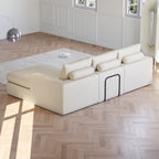 99-Inch Boneless Couch with Chaise, L-Shaped Modern Upholstered Sectional Sofa with Three pillows, Corduroy Sectional Sofa for Living Room and Bedroom, No Assembly Required