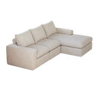 99-Inch Boneless Couch with Chaise, L-Shaped Modern Upholstered Sectional Sofa with Three pillows, Corduroy Sectional Sofa for Living Room and Bedroom, No Assembly Required