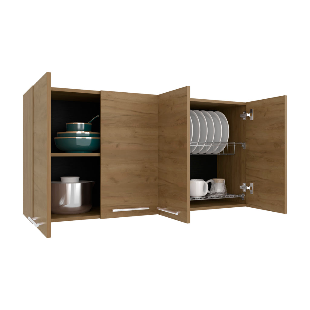 120 Wall Cabinet , Four Doors, Two Cabinets, Two Shelves, Beige
