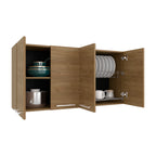 120 Wall Cabinet , Four Doors, Two Cabinets, Two Shelves, Beige