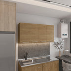 120 Wall Cabinet , Four Doors, Two Cabinets, Two Shelves, Beige