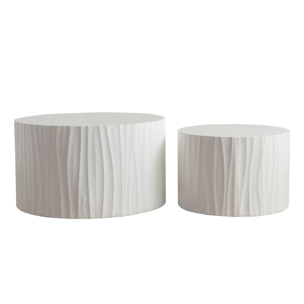 Nesting Coffee Table Set of 2 Round Wooden Coffee Tables Circle Modern Table for Living Room Bedroom Accent End Side Table