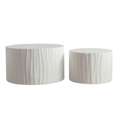 Nesting Coffee Table Set of 2 Round Wooden Coffee Tables Circle Modern Table for Living Room Bedroom Accent End Side Table