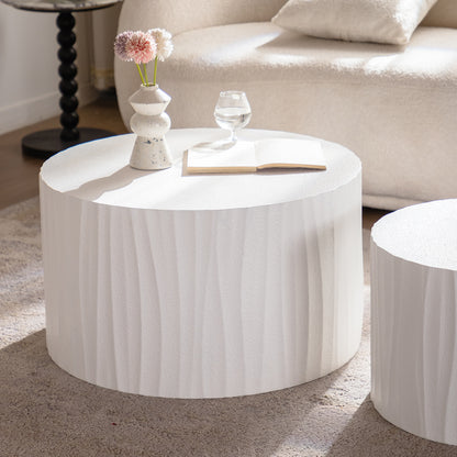 Nesting Coffee Table Set of 2 Round Wooden Coffee Tables Circle Modern Table for Living Room Bedroom Accent End Side Table