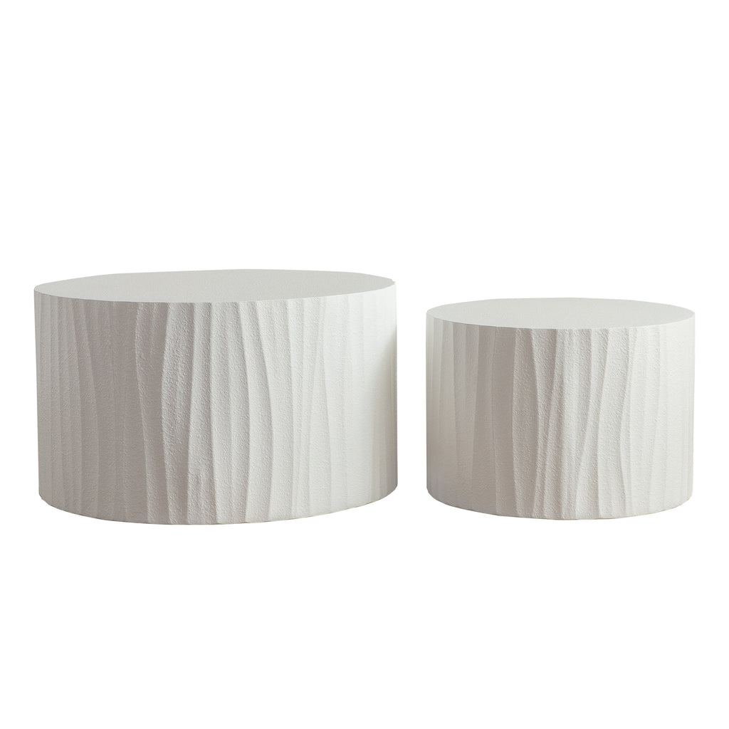 Nesting Coffee Table Set of 2 Round Wooden Coffee Tables Circle Modern Table for Living Room Bedroom Accent End Side Table