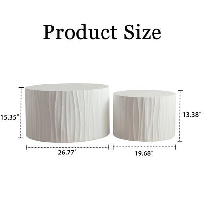 Nesting Coffee Table Set of 2 Round Wooden Coffee Tables Circle Modern Table for Living Room Bedroom Accent End Side Table