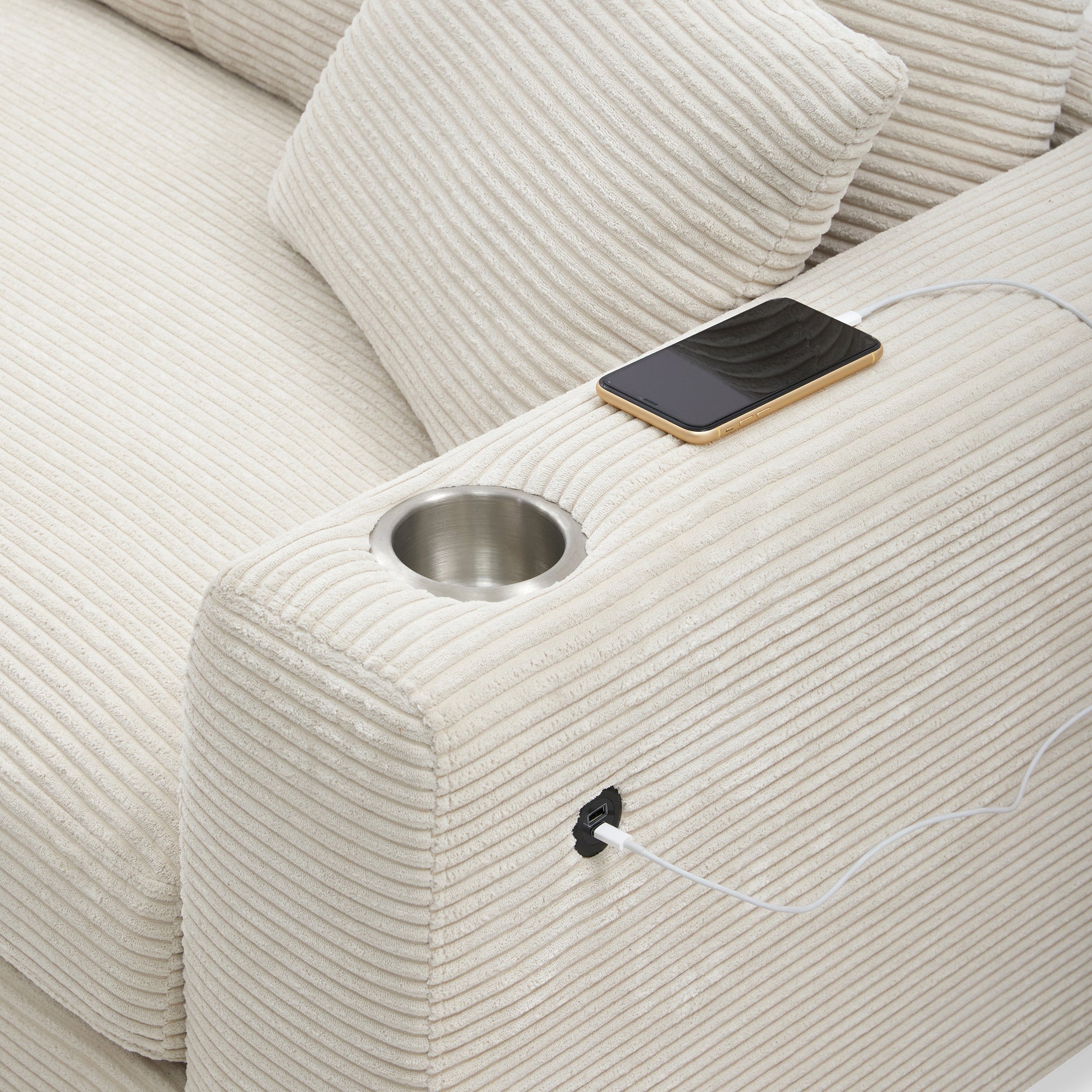 [VIDEO+NEW]134*54 Oversized Corduroy Sectional Sofa,L Shaped Cloud Couch with USB Charging Port,Cup Holder,Deep and Wide Seat Sofa with 50 Chaise,Comfy Indoor Furniture for Living Room,3 Colors