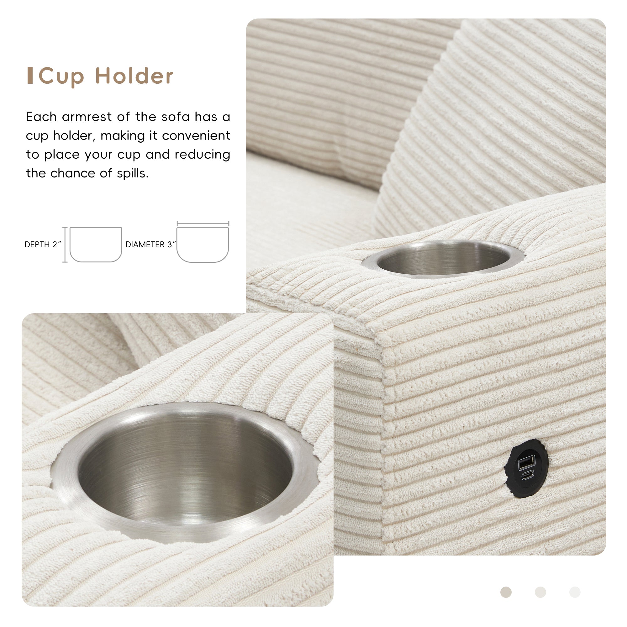 [VIDEO+NEW]134*54 Oversized Corduroy Sectional Sofa,L Shaped Cloud Couch with USB Charging Port,Cup Holder,Deep and Wide Seat Sofa with 50 Chaise,Comfy Indoor Furniture for Living Room,3 Colors