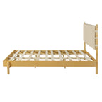 Modern King Bed Frame Set with 2 Nightstands, Beige Wood Platform Bed with Headboard and Matching Bedside Tables for Bedroom Bedroom Set