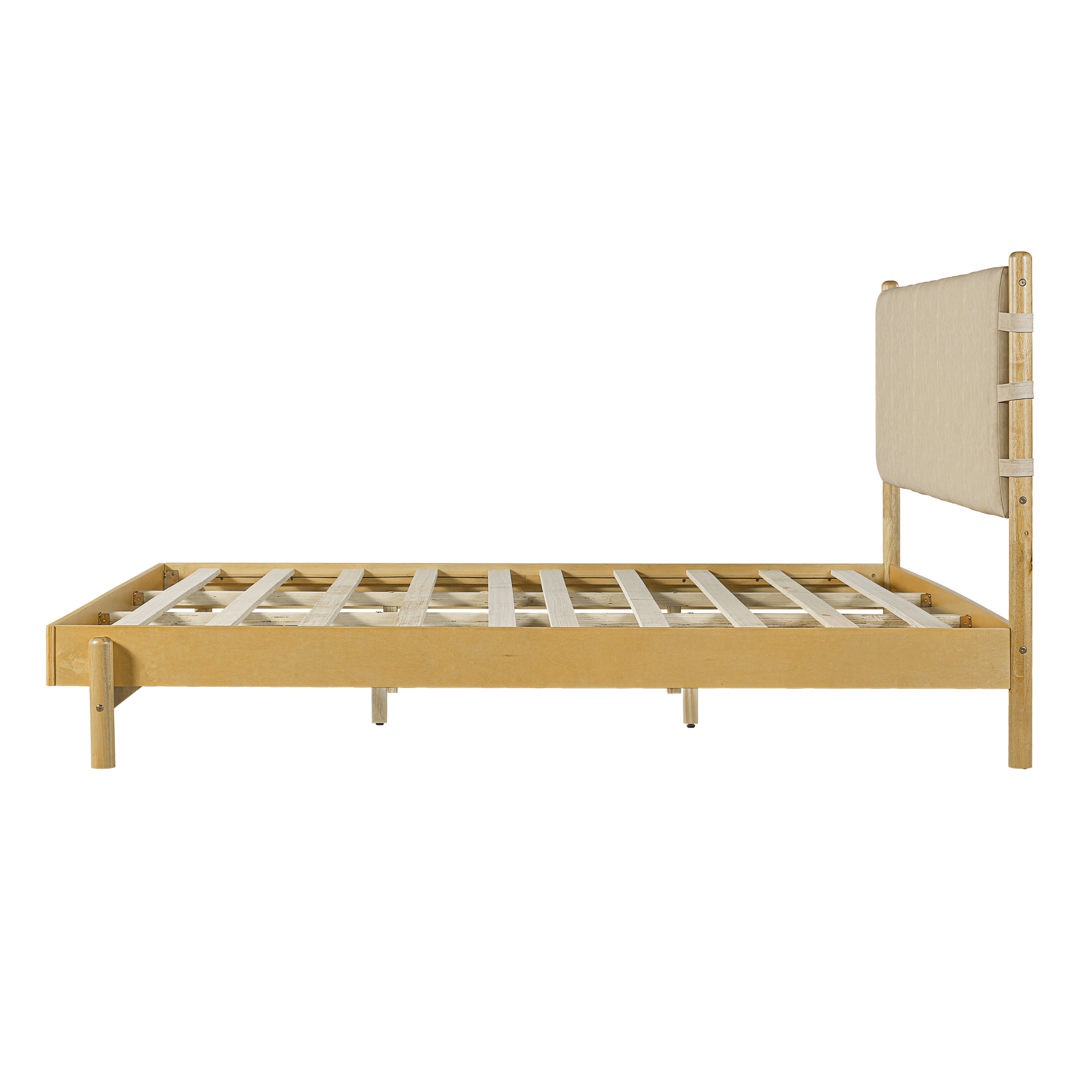 Modern King Bed Frame Set with 2 Nightstands, Beige Wood Platform Bed with Headboard and Matching Bedside Tables for Bedroom Bedroom Set