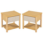 Modern King Bed Frame Set with 2 Nightstands, Beige Wood Platform Bed with Headboard and Matching Bedside Tables for Bedroom Bedroom Set